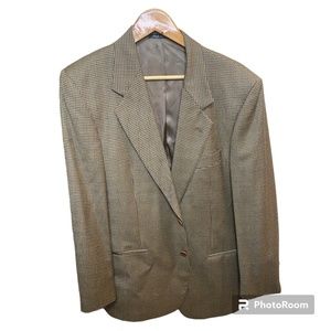 Vintage Valentino Uomo Plaid Tweed Men’s Wool Blazer, Size 40R